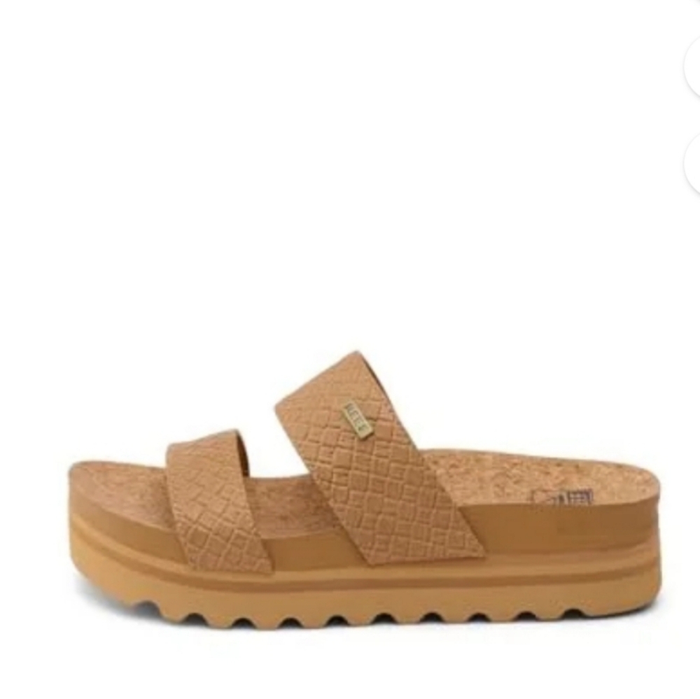 🔥🔥NEW! Reef Cushion Vista Tan Wicker Platform Sandals Sz 9.5 PRICE FIRM - Picture 3 of 6